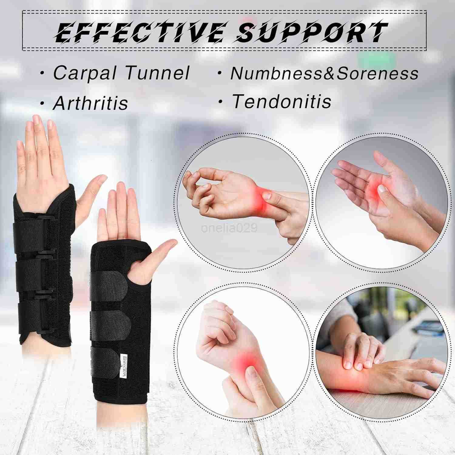 2 Pcs Wrist Brace for Kids Youth Carpal Tunnel Black Splints Wrist Brace Night Support with Adjustable Compression Straps for Children Sports Sleep Ag