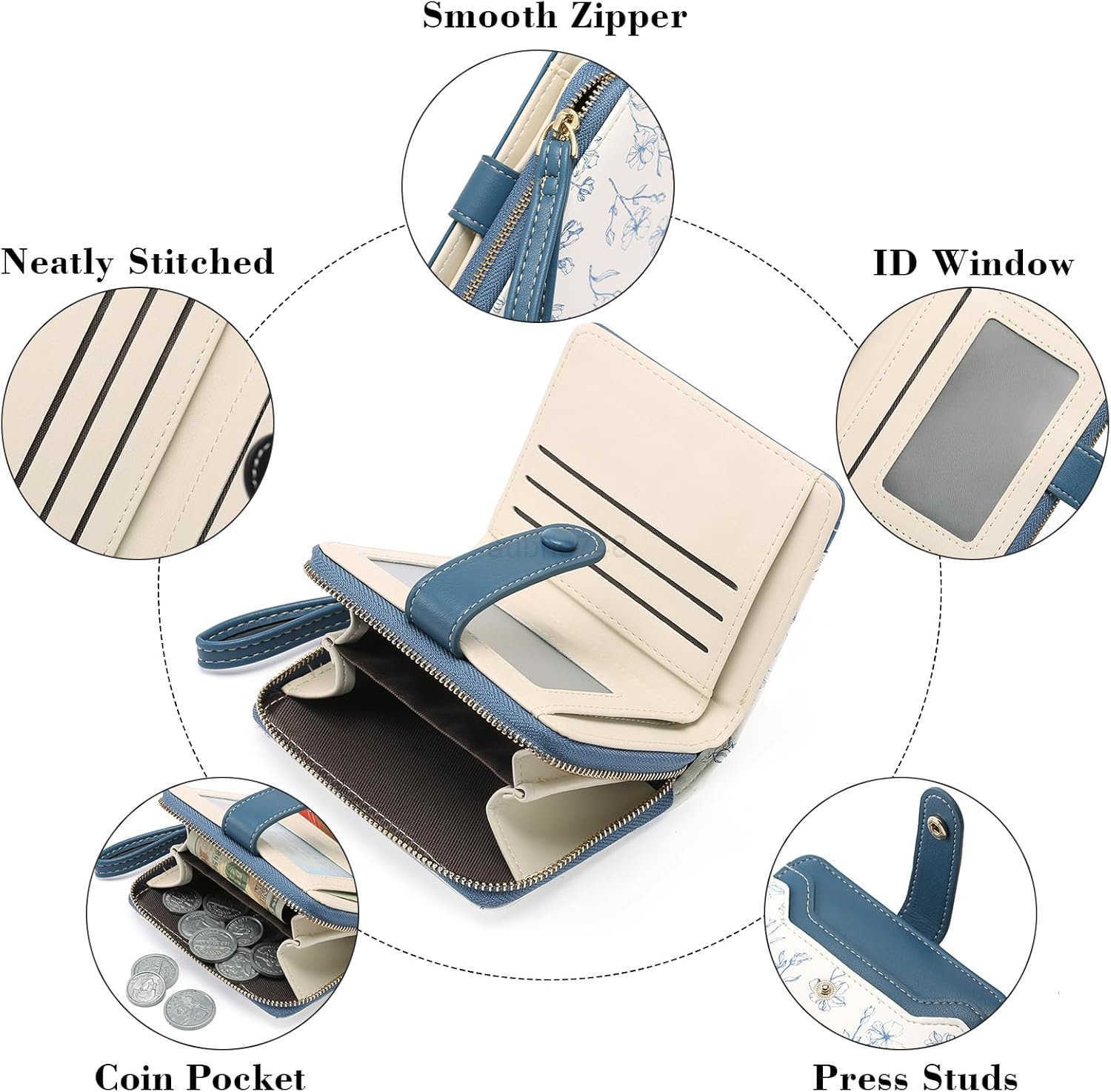 Small Wallet for Women Leather RFID Blocking Bifold Zipper Pocket CARD Holder Purse Wallets with ID WindowZ250910