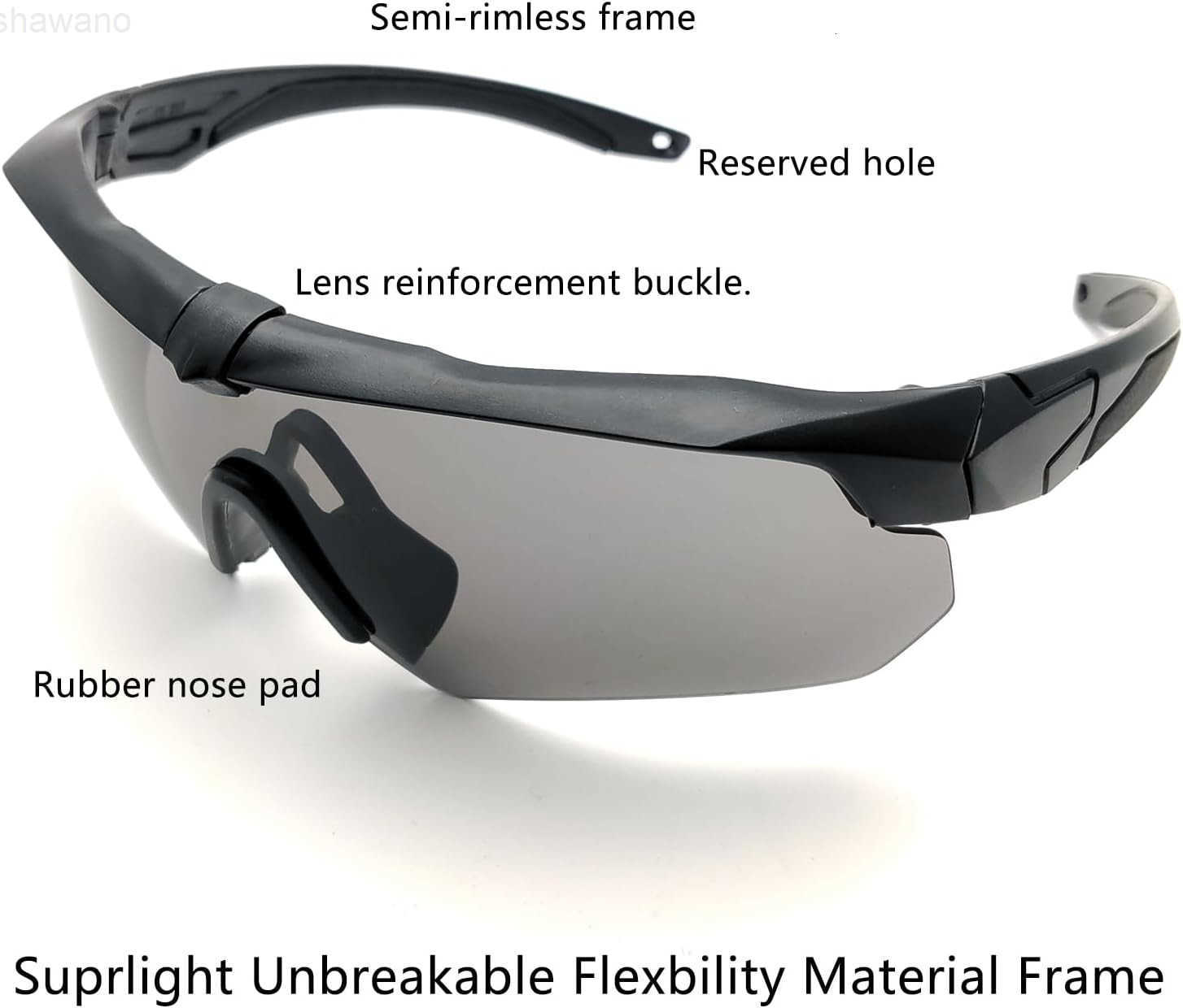 Tactical Eyewear Outdoor Unisex Shooting Glasses with 3 Interchangeable Lens Airsoft GoggleW250910