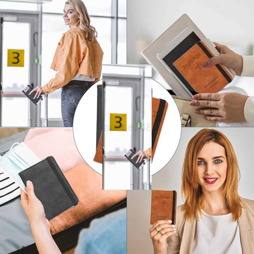 Passport Holder for Travel 2 Pack Passport Wallet PU Leather Passport Cover Case RFID Blocking Passport Book with Card Holder Travel Must Haves Travel