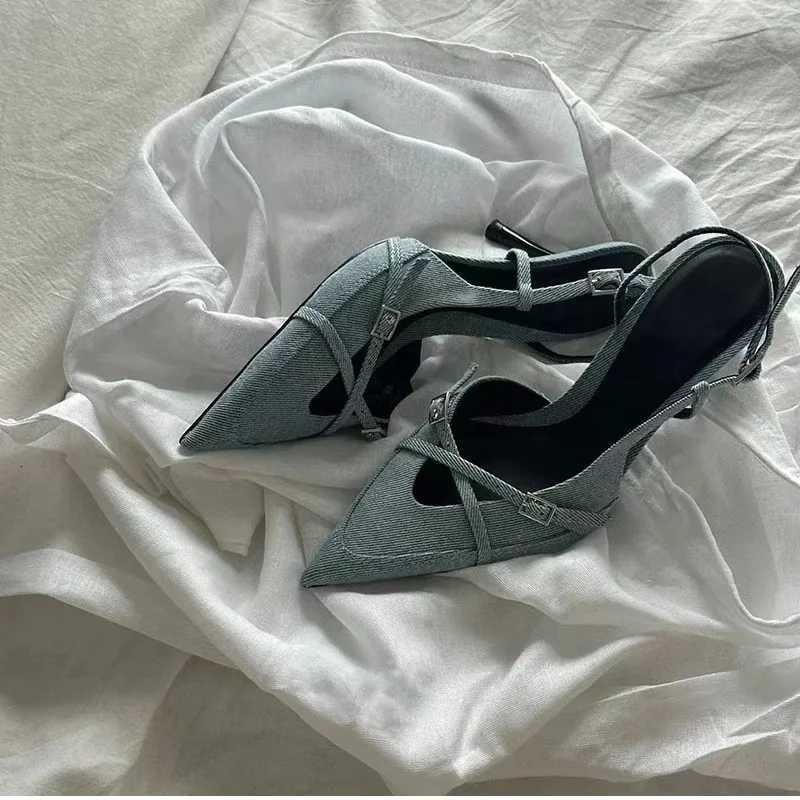 2024 Luxury Designer Summer Women Sandals Fashion Elegant Pointed Toe Singbacks Shoes Ladies Outdoor High Heel Sandalias W250910