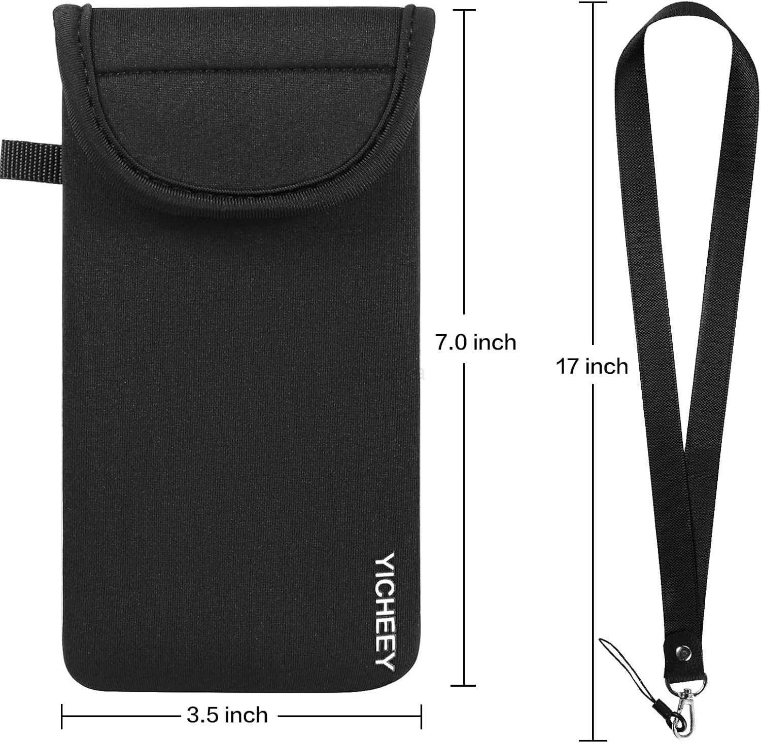 Cell Phone Pouch Neoprene Phone Sleeve w Belt Clip Loop Neck Lanyard Strap Compatible for iPhone 16 Pro Max S25 Ultra S25 S24 FE A16 A35 A55 Oneplus 1