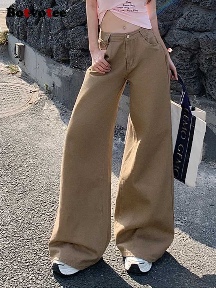 Botvotee Baggy Jeans Women Khaki Loose Boyfriend Style 90s Korean Fashion 2025 New Streetwear Oversized High Waisted Jeans Z250910