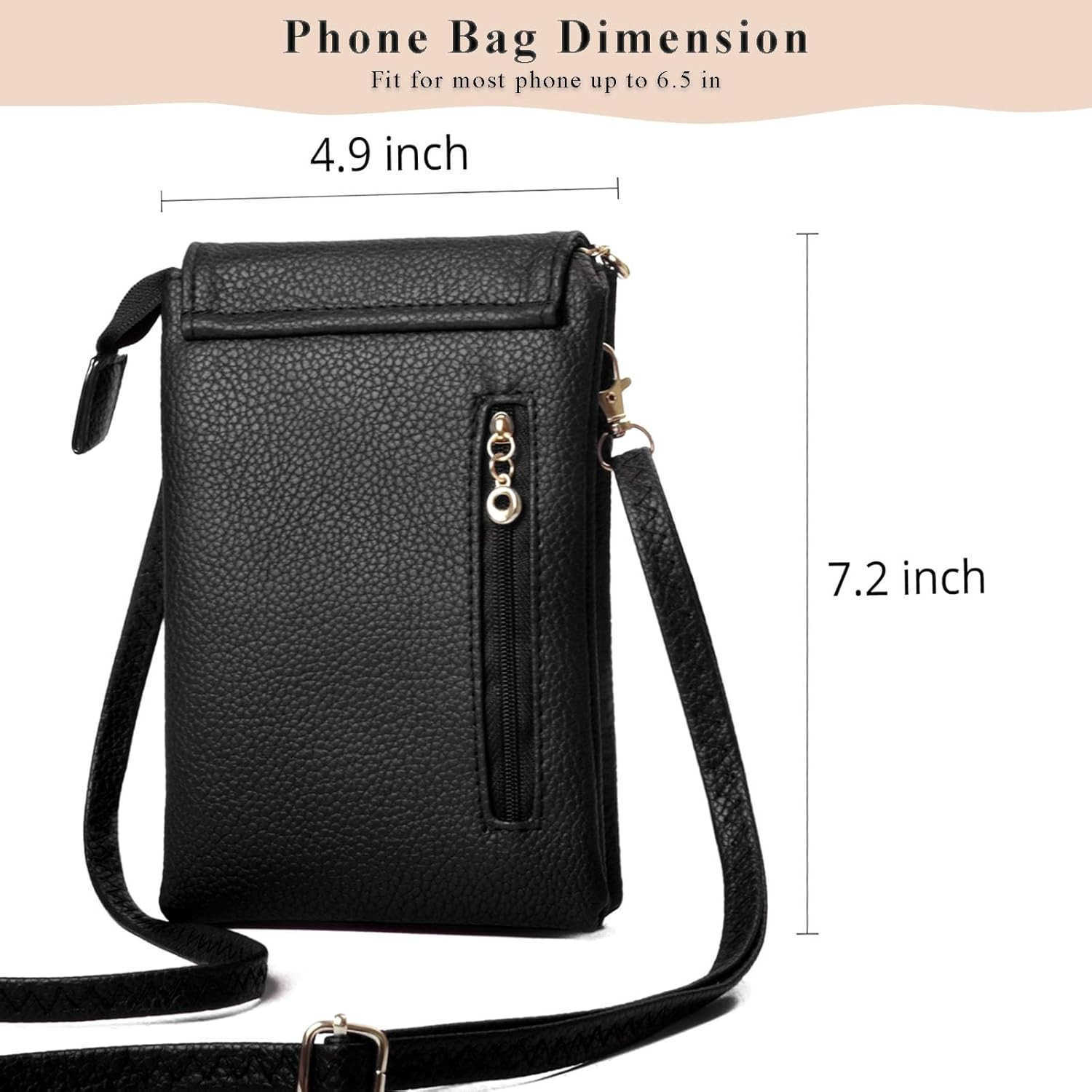 Small Crossbody Bags for Women PU Leather Mini Phone Purse Cossbody Purse Lightweight Black Cell Phone Wallet Pouch Z250910