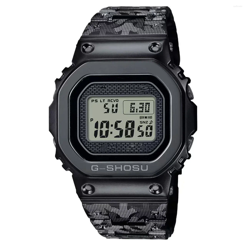 Wristwatches Sports Unisex Digital Electronic Watch Full Function Square Alloy LED Dial Steel Strap 5000 Series