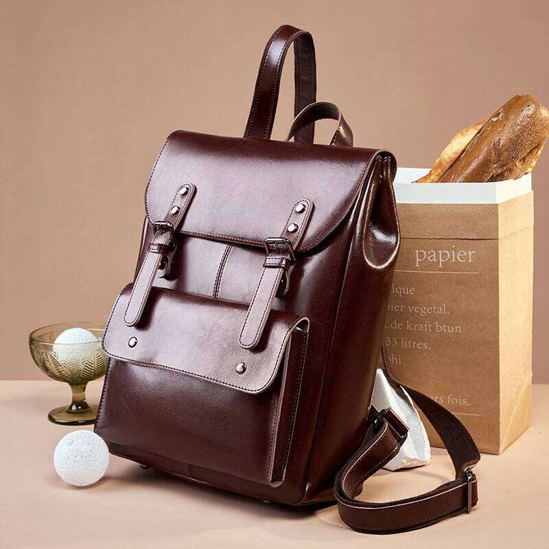 Genuine Leather Backpack For Women Vintage Preppy Style Backpacks Girls Fashion Cowhide School Bag Student Computer Bags 2300 250911