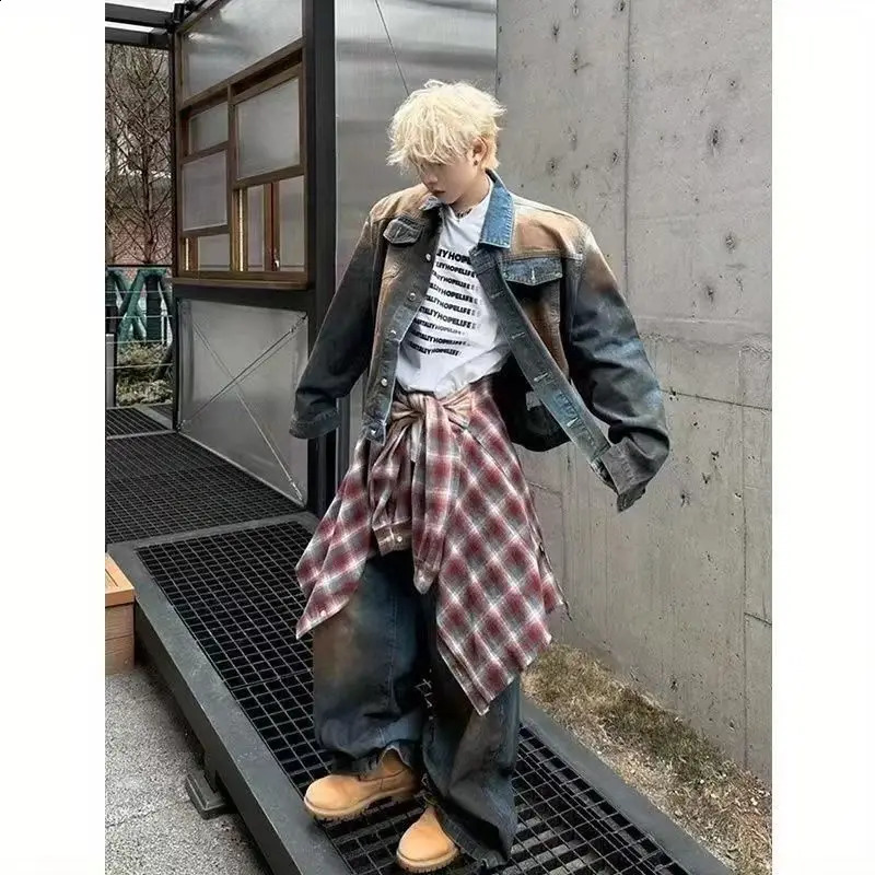 American Retro Y2K Fashion Men Clothing Street Hip Hop Gothic Harajuku Oversize couple street Joker Jacket Tops 250911