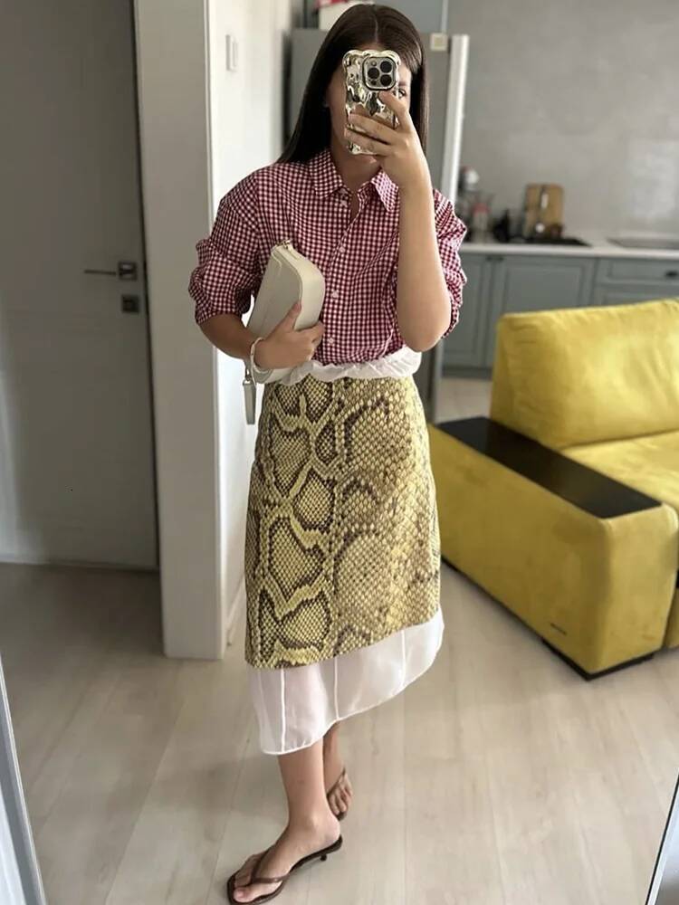 Fashion Snake Pattern Straight For women High Waist Slim Long Ins Hot Streetwear Female Skirt Summer New 2025 dongdumaoyi