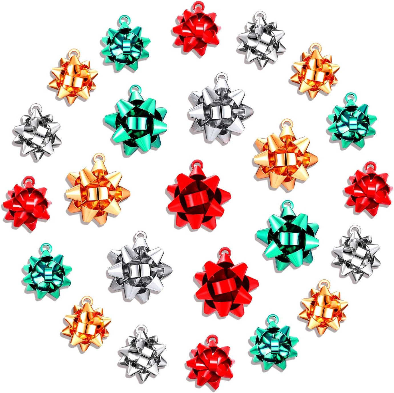 25PCS Christmas Charms for Jewelry Making Red Green Xmas Bow Charm Pendants for DIY Earring Necklaces Holiday Clothes Sewing Bag Decoration SupplyW250