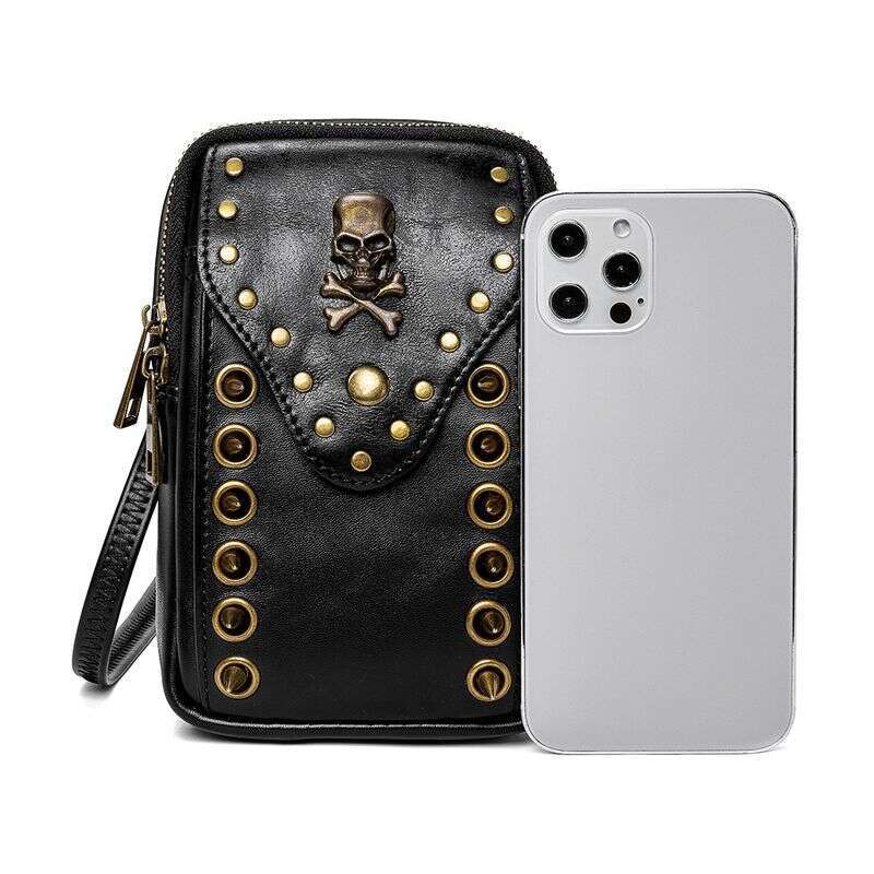 Chongsukei New Women's Shoulder Skull Rivet Outdoor Phone Bag With Personalized And Versatile Design