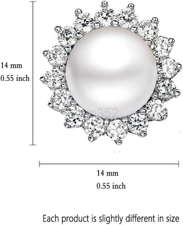 Sterling Silver 859mm White Freshwater Cultured Pearl Earrings Studs AAA Zirconia Earrings Gift for WomenW250911