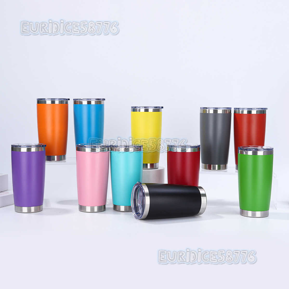 20oz Spray Plastic Car Cup 304 Stainless Steel Doublelayer Insulated Cup Outdoor Portable Car Cup Portable H250911