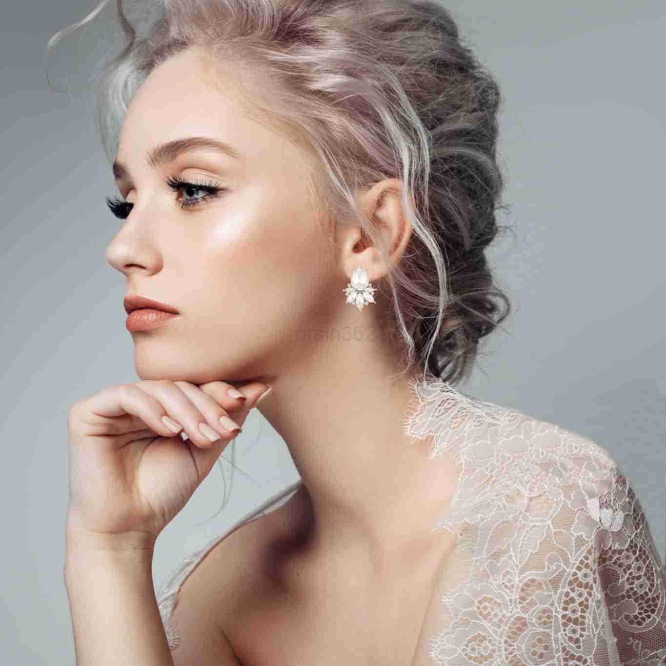 Vintage Rhinestone Earrings Fancy Crystal Cluster Drop Earrings Art Deco Earrings for WomenW250911