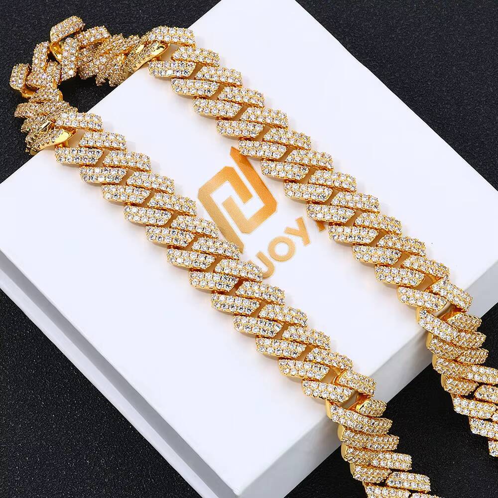 NUOYA 2 Row Iced Out Diamond Cuban Chain Necklace with Box Clasp 18K Gold Plated Hip Hop Jewelry for Women Cuban Necklace