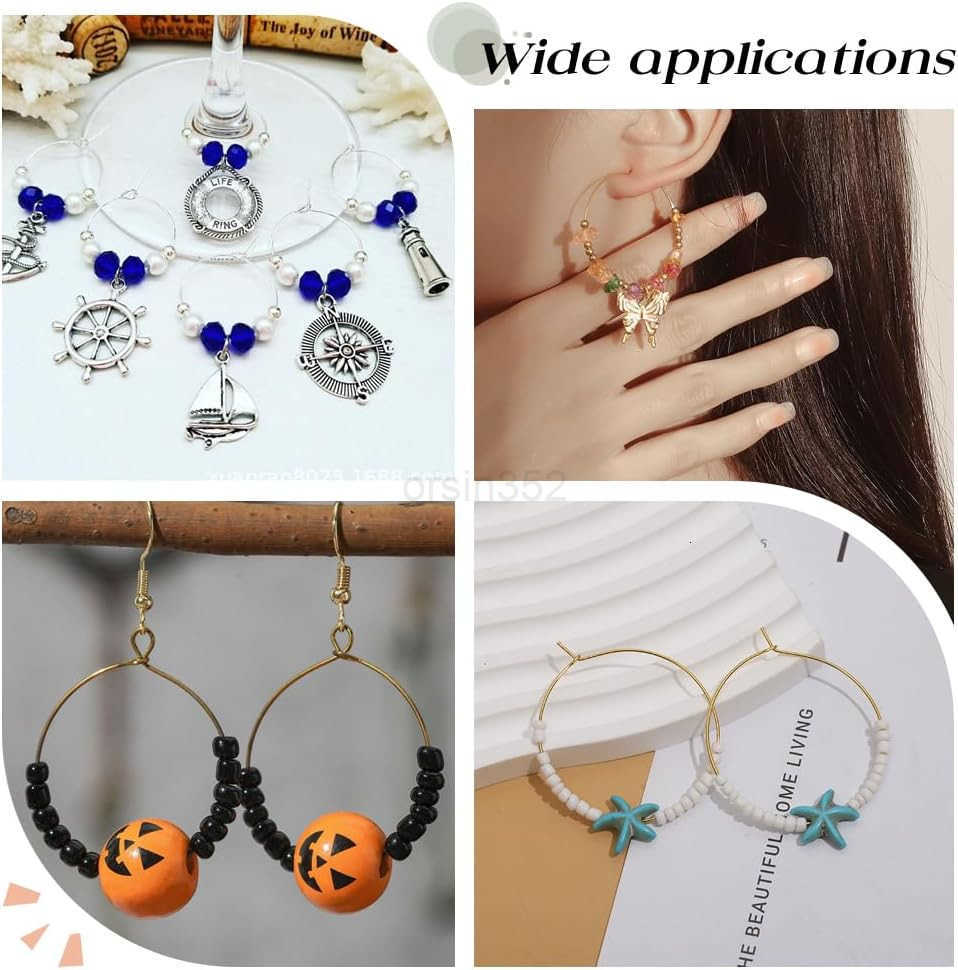 1 Box 100Pcs Hoop Earring Findings 18K Gold Plated 316 Stainless Steel 20mm Wine Glass Charms Rings with 07mm Pin DIY Earring Beading for Hoop Earring