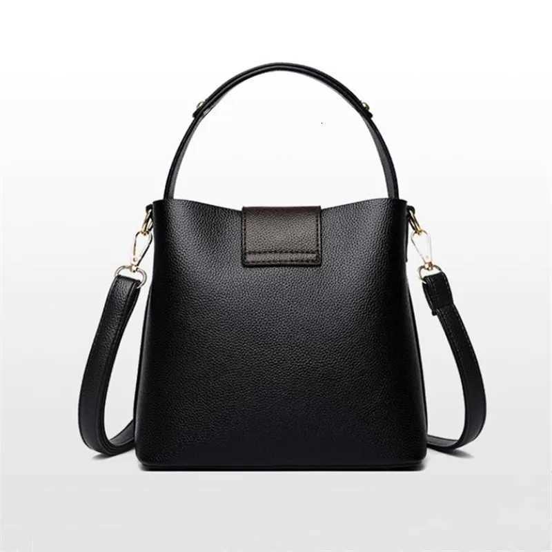 New Versatile Leather Bucket Tote Bag Trendy Female Shoulder Handbag Large Capacity Fashion Womens Crossbody Bags Z250911