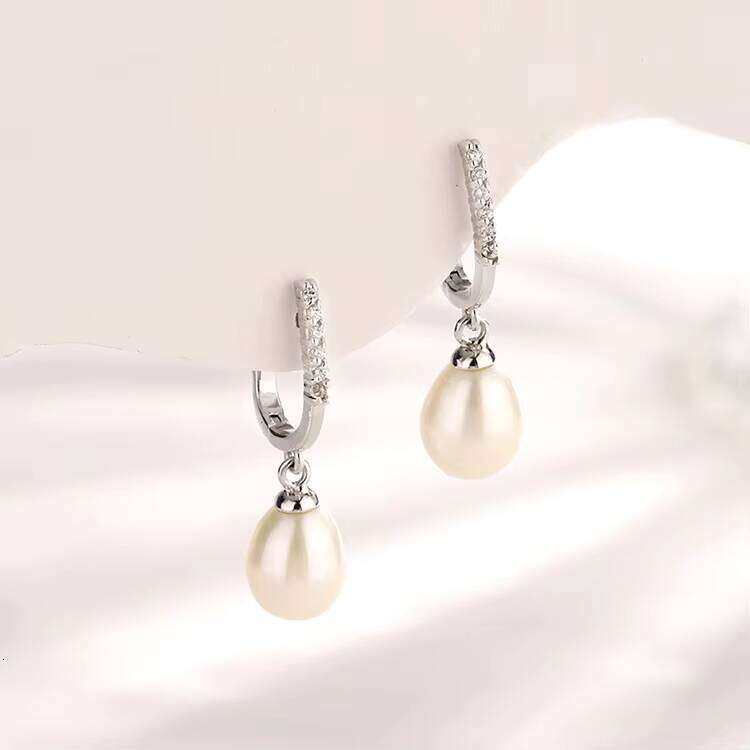 Wholesale Fashion Zircon Moissanite Women Ladies Sterling Sier Fresh Water Pearls Freshwater Pearl Dangle Drop Earrings