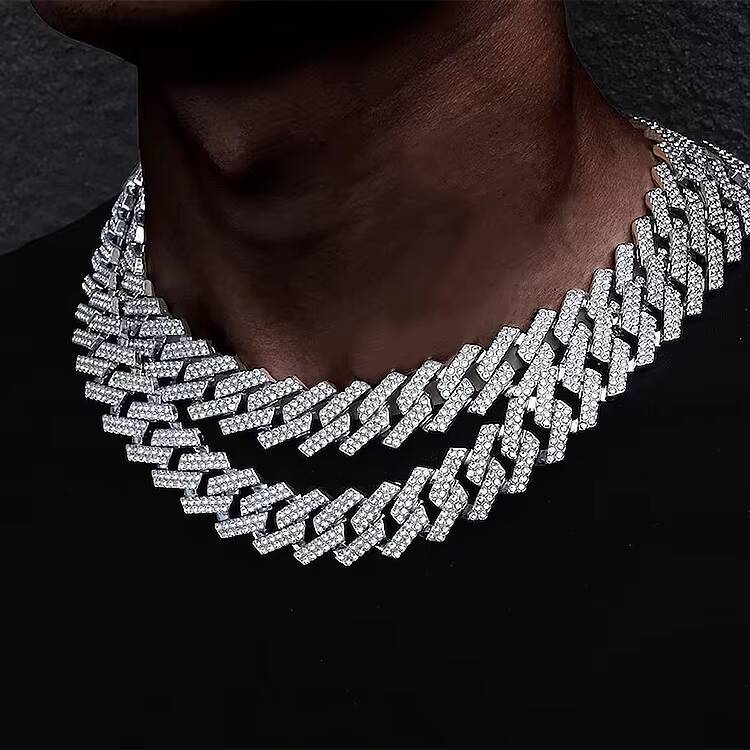 FaMoissaniteory Price S925 Sterling Silver Cuban Link Chain Necklace 8mm 10mm 12mm VVS1 Moissanite for Men and Women Iced Out Style