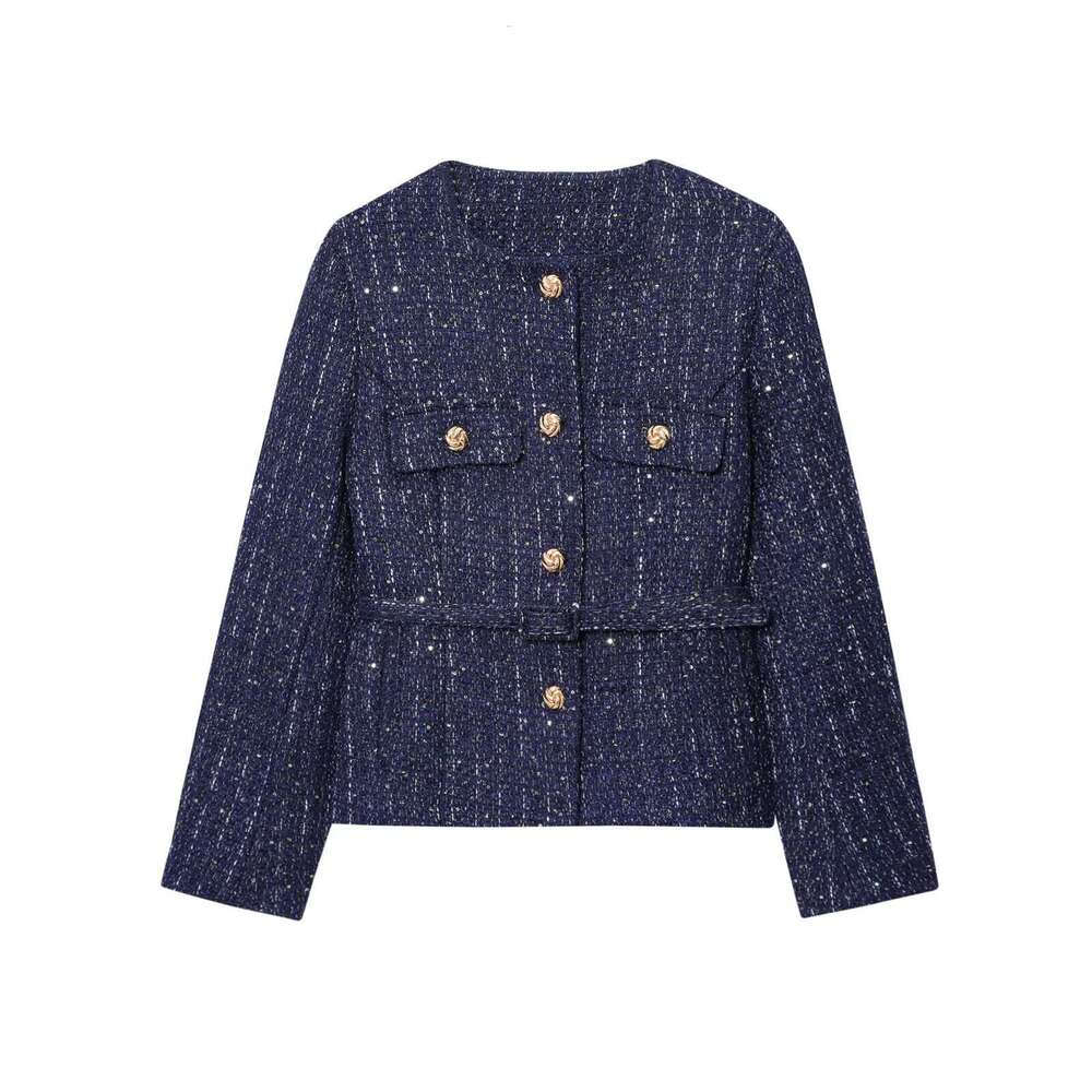 DHEssentials 2025 New Autumn Winter Round Neck Chanel Style Short Coat for Women French Tweed