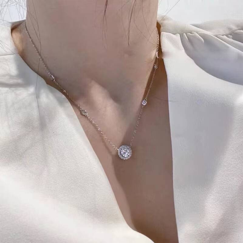 1 moissanite Moissanite Necklace for Women 925 Sterling Silver Starry Sky Pendant Fashionable Exquisite Gentle Style Valentines Day