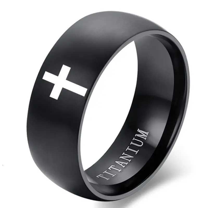 8mm Stainless Steel Cross Ring Christian Jesus Christ Lord Prayer for Men and Women W250911