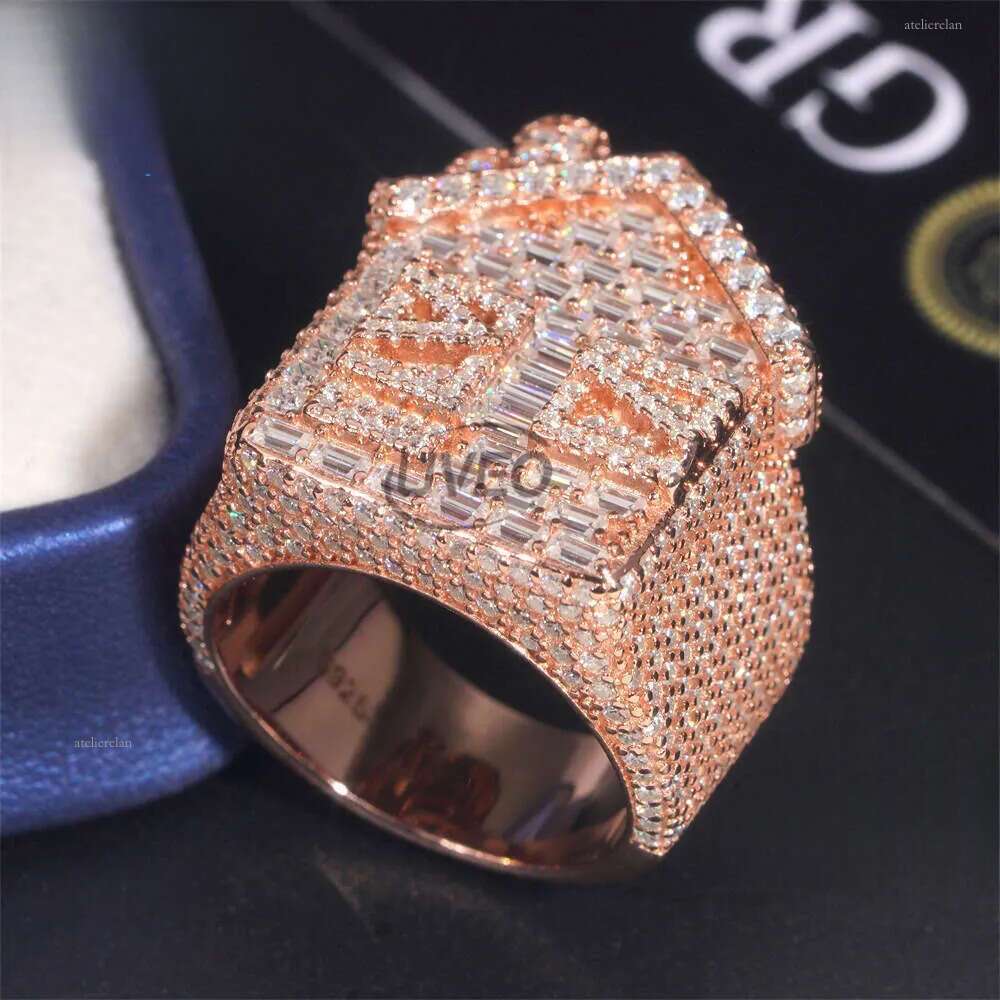 Gold Iced Out VVS Moissanite Ring Jewelry Hip Hop Pass Dia Tester Women Fashion Mens Couple