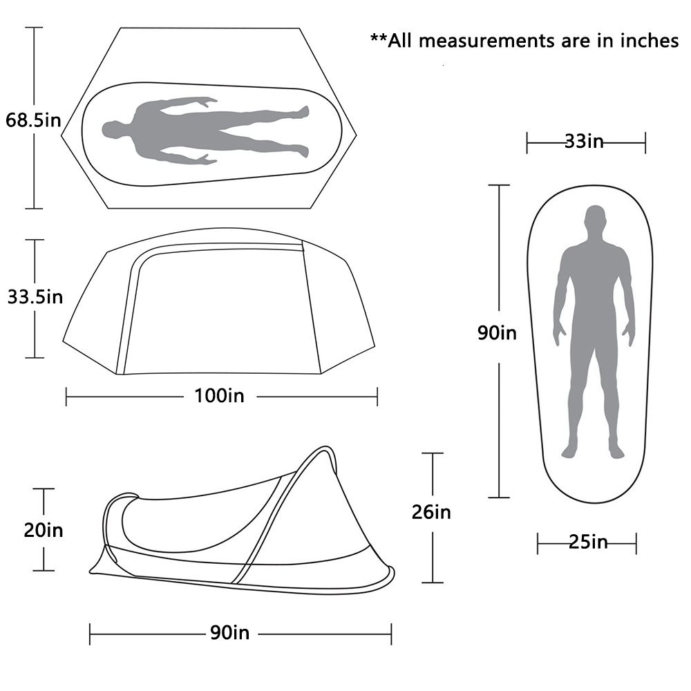Outdoor Single-Person Lightweight Tent Nylon Tactical Shelter Marching Bed Mosquito Net Anti-Mosquito Waterproof Field