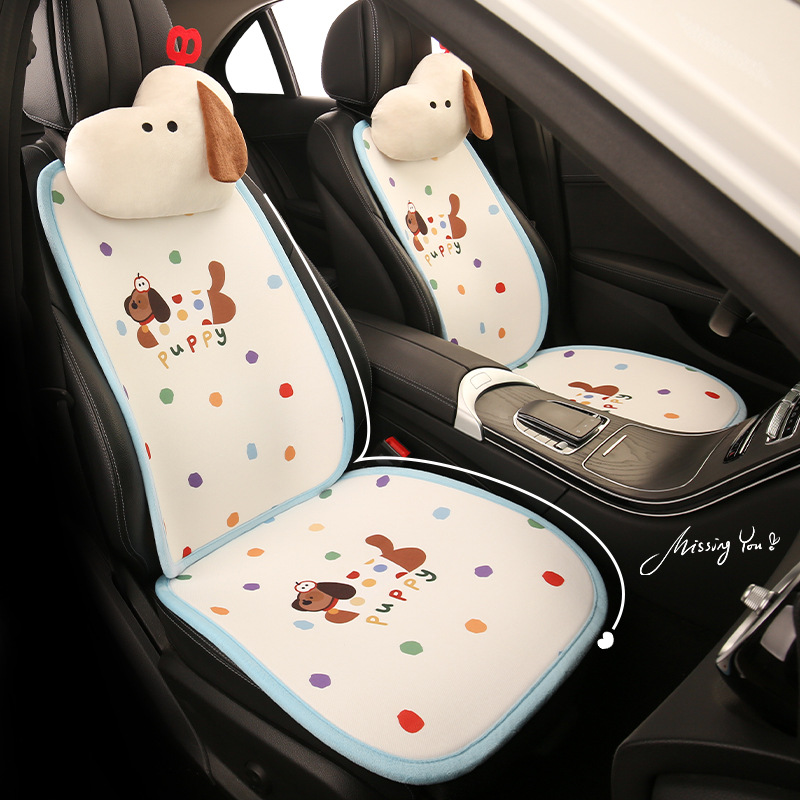 Universal Cartoon Sausage Dog Print Seat Cushion Cover Breathable Mesh Four Seasons Comfortable Soft Cushion Protector 250910