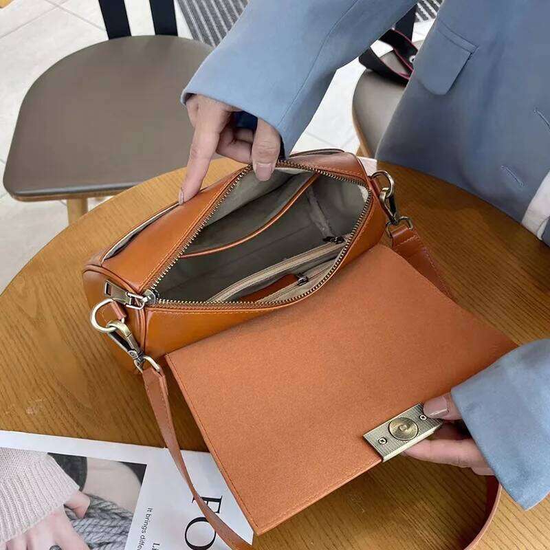 Women Versatile Cow Leather Shoulder Ladies Crossbody Bag 2023 New Plant Tanned Top Layer Cowhide Casual Messenger Handbag