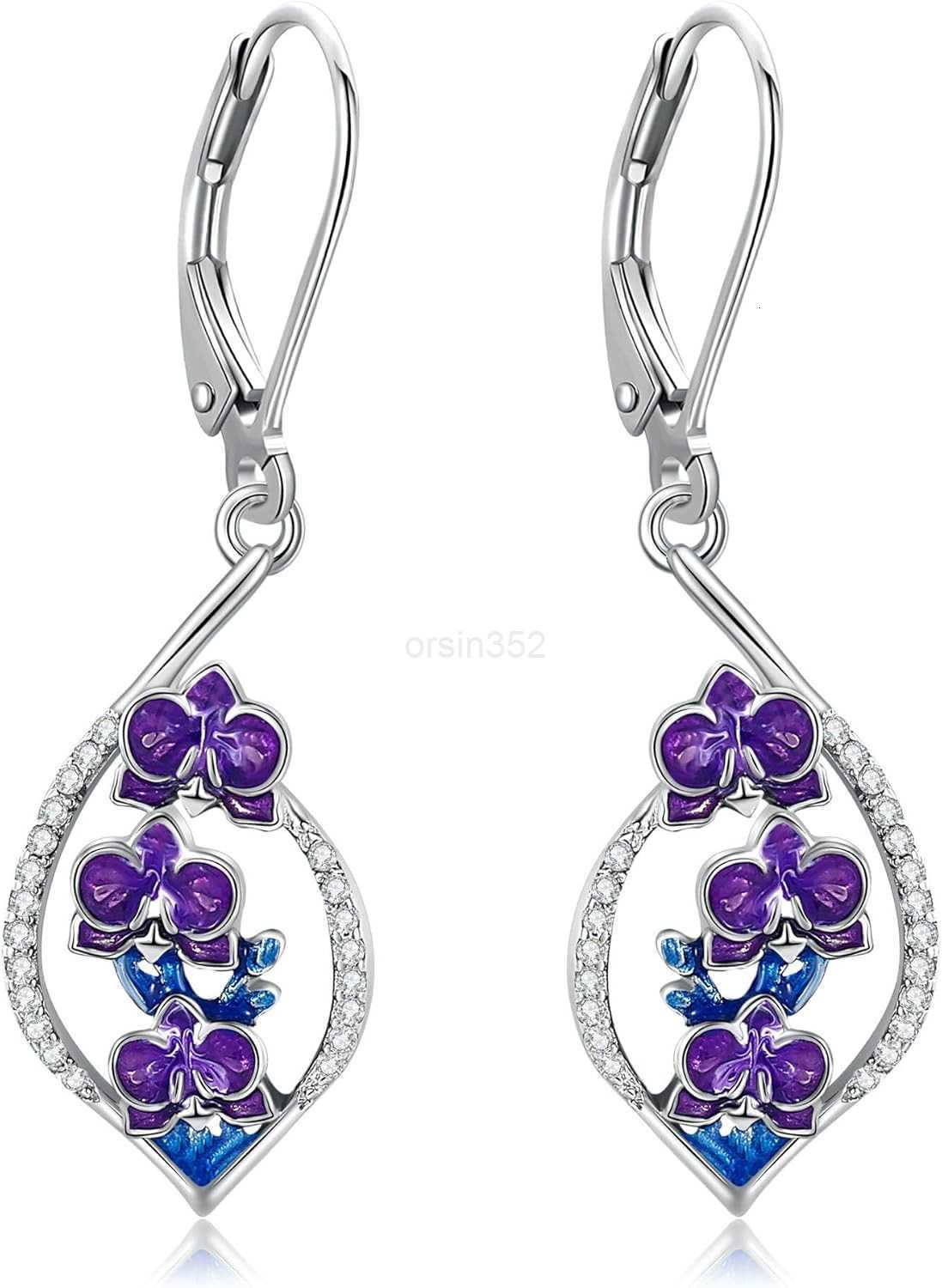 BlossomsLily of the ValleyHibiscusRoseSunflowerMonsteraTulipOrchid Earrings S925 Sterling Silver Flower Dangle Earrings Jewelry for WomenW250911