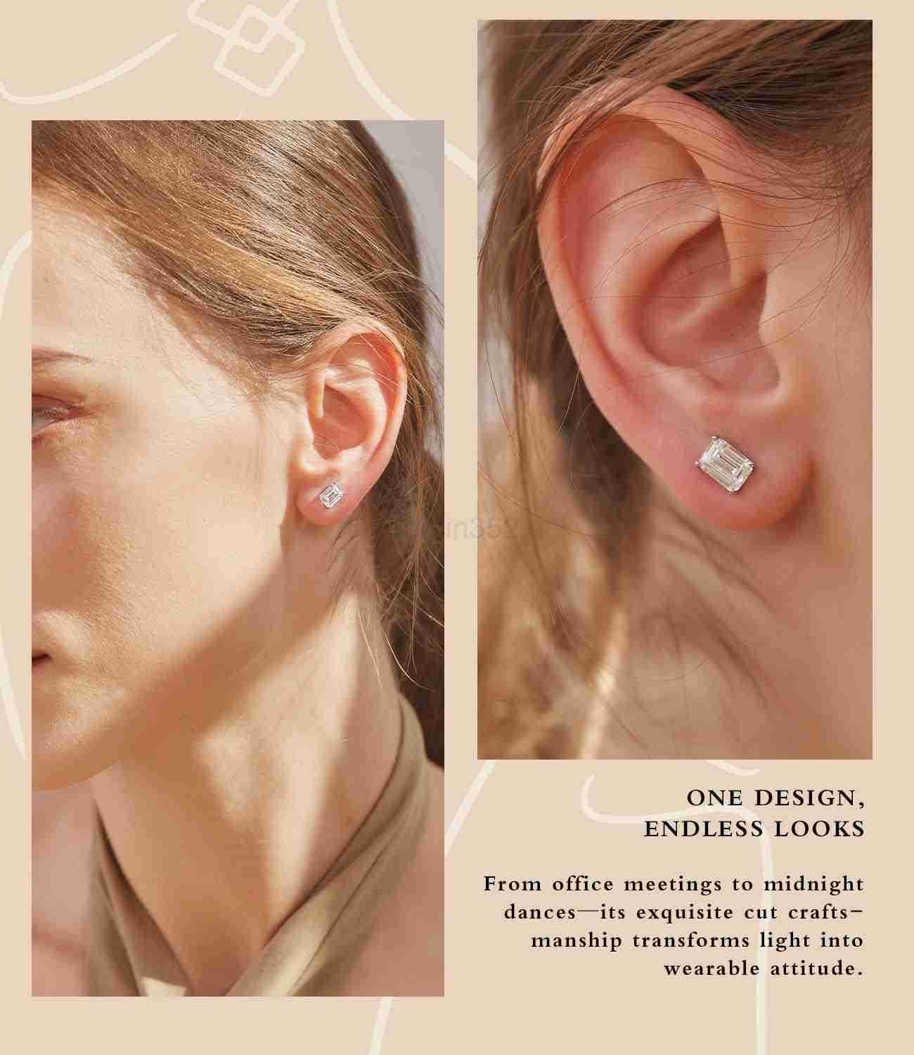 TrillioncutCushioncutEmeraldcutMarquisecut 18K White Gold Plated Sterling Silver Cubic Zirconia Simulated Diamond Stud Earrings for WomenW250911