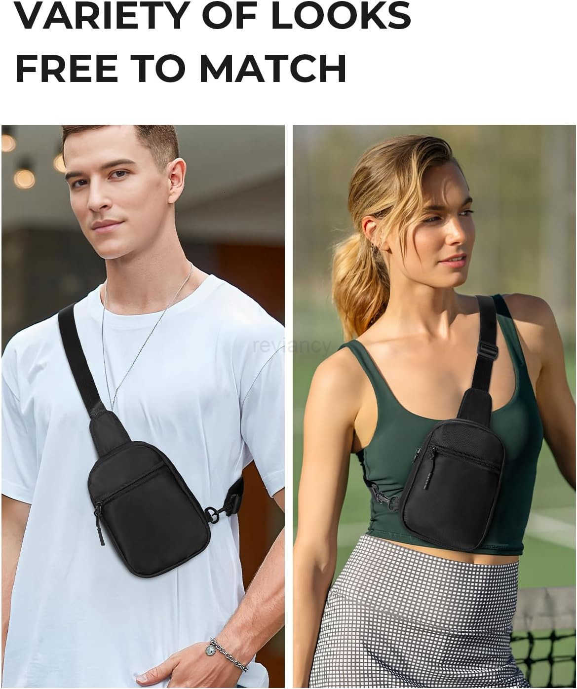 Small Crossbody Bags for Women and Men Sling Backpack Travel Bag Nylon BlackW250911