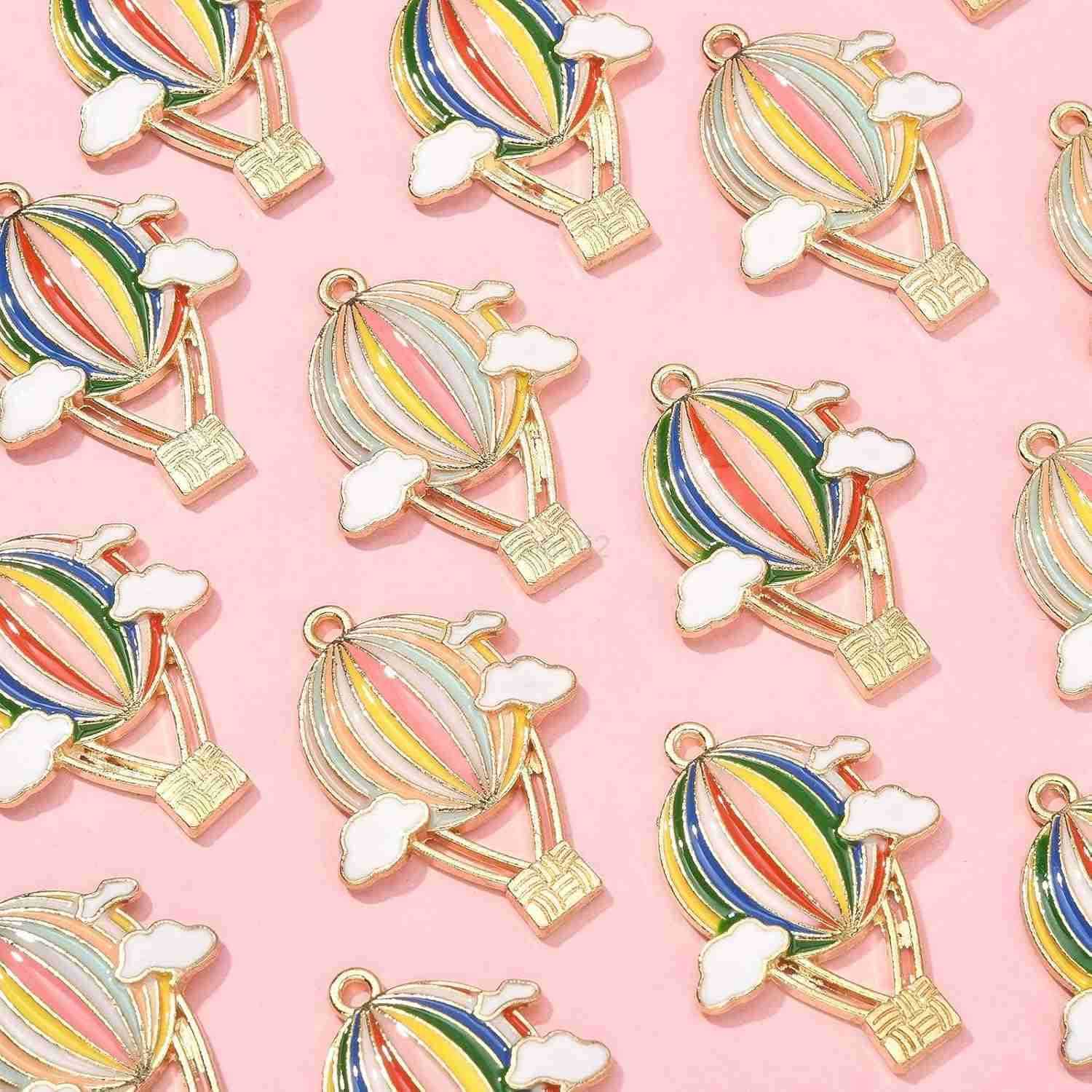 20Pcs Enamel Balloon Charms Hot Air Balloon Charms Party Jewelry Accessories for Earrings s Necklace Jewelry MakingW250911