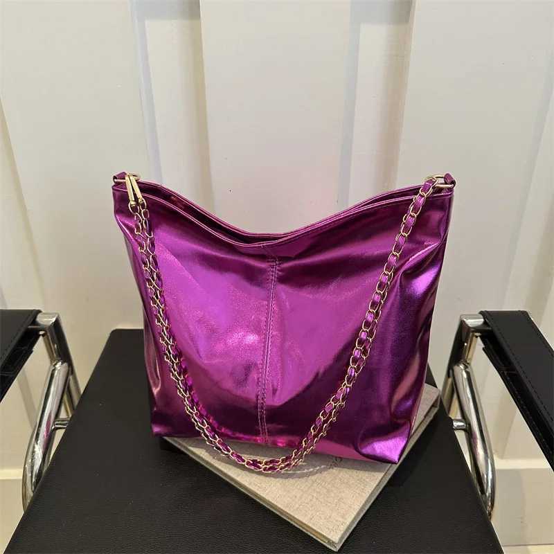 Glossy Tote Bags for Women Fashion High Capacity Shopping Pouch PU Leather Handags Shiny Casual Female Purse s Shoulder Bag Z250911