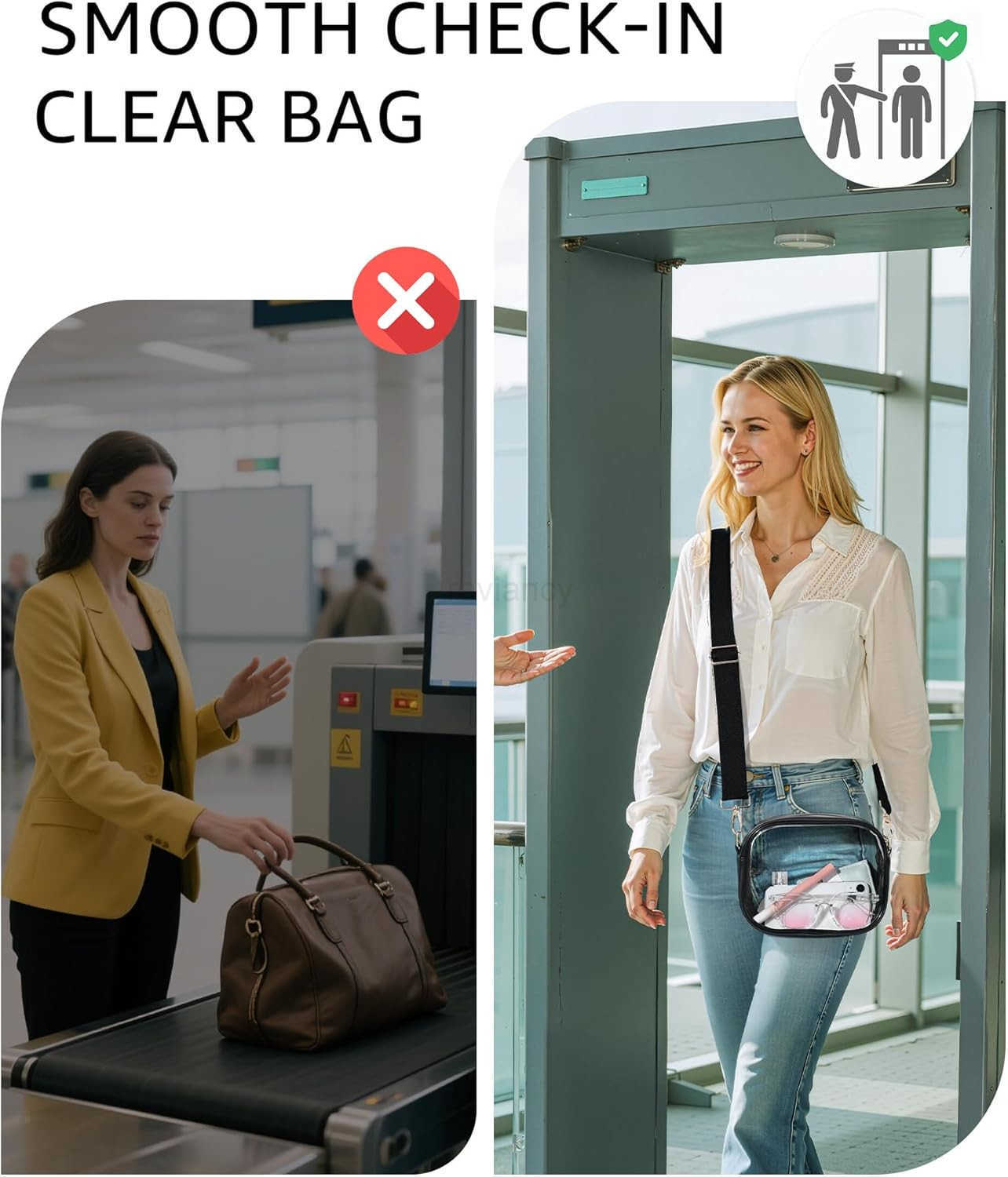 Clear Bag for Stadium Events Clear Purses for Women Stadium Crossbody Transparent Concert Bag for Sports FansW250911