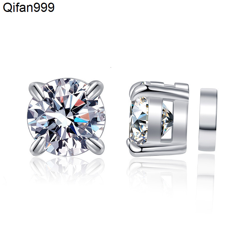 S925 Sterling Silver Moissanite Earrings for Men Women EarLess FourClaw Design Magnetic Cure Geometric Anniversary Parties
