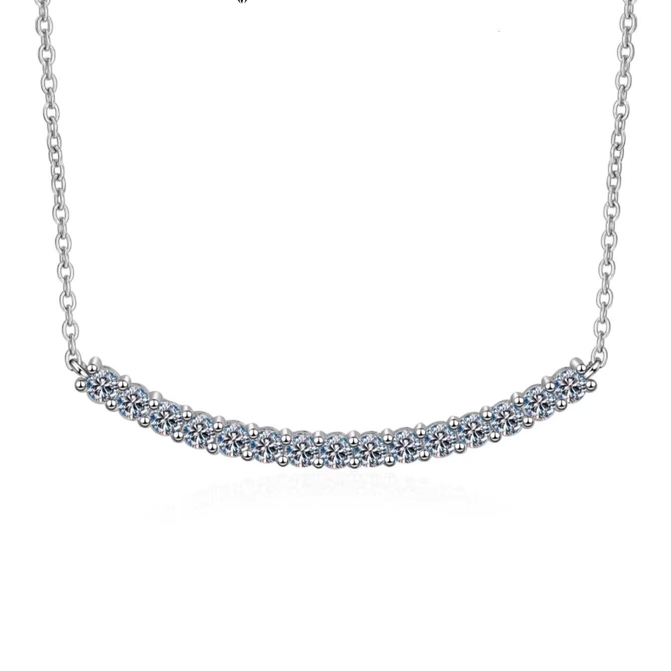 01Moissanite Moissanite Pendant Necklace VVS1 Stone Diamond Simple Balance Bar Design 925 Silver Fine Jewelry for Women PerfeMoissanite Gift