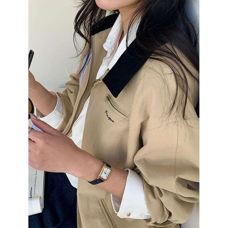 Huang Zheng's Niche Design Contrasting Color Lapel Jacket For Women's 2025 Early Spring Casual Windbreaker H1bc510013