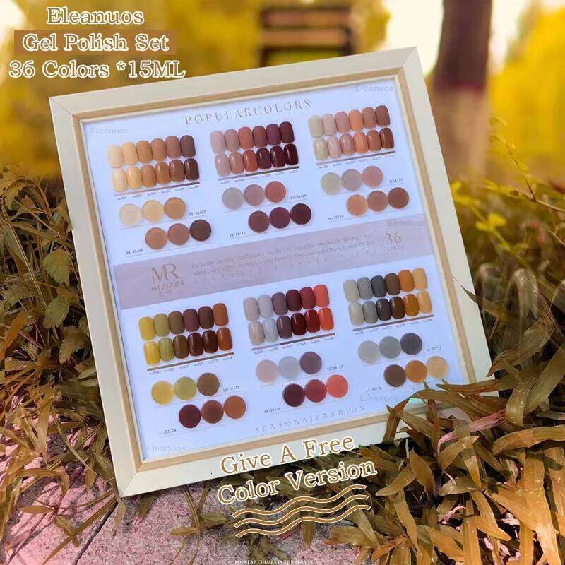 Eleanuos 15Ml Polishing Polish 36 Color Orange Yellow Brown Gold Shiny Autumn And Winter Immersion Gel Nail DIY Salon