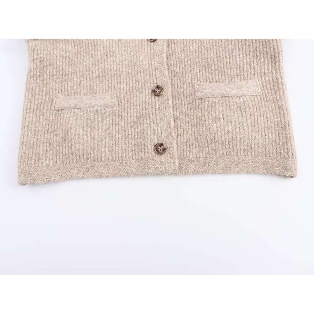 DHEssentials 2025 Autumn New French Style Soft Comfortable Round Neck Casual Long Sleeve Knitted Jacket