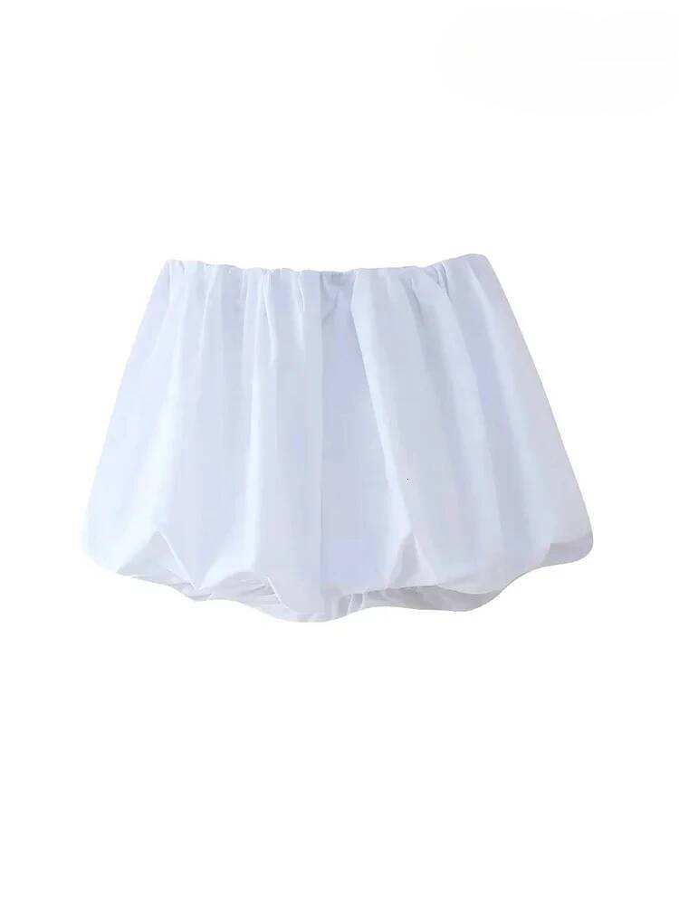 Mooyufon Women's Balloon Mini Skirt, Mid Elastic Waist, Voluminous Hem, Female Skirts, Fashion dongdumaoyi