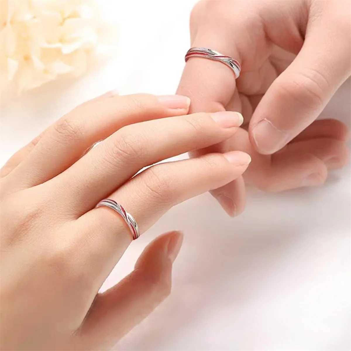 Adjustable Couple Rings with Red String Wedding Rings and Promise Rings Valentines Day Gifts for Men and Women W250911