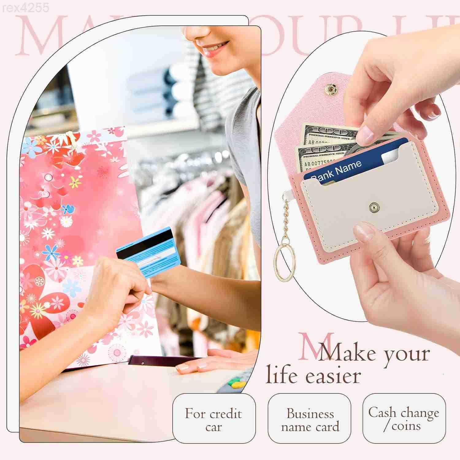 Leather Wristlet KeychainCute Wallet Keychain Car Key Chain Holder with 2 Key Ring Key Fob Wristband for WomenW250911