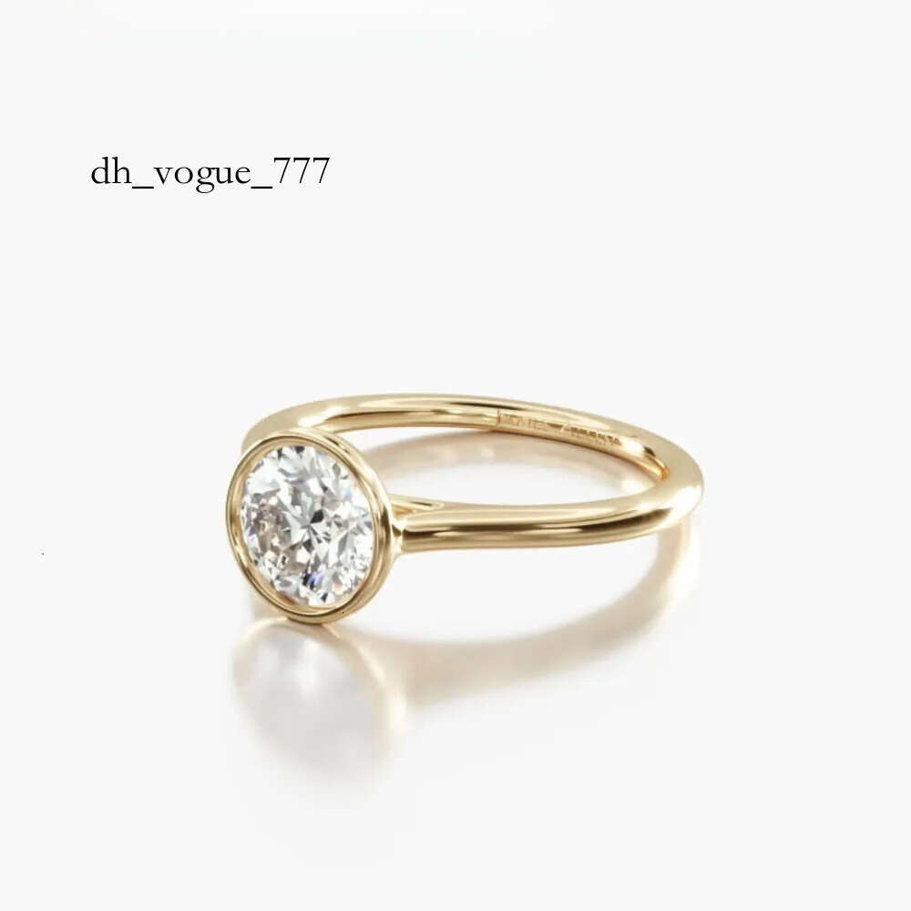 AAA GEMS Yellow Gold Lab Grown Dias VVS1 Moissanite Rings Comfort Fit Bezel Set Solitaire Engagement Ring