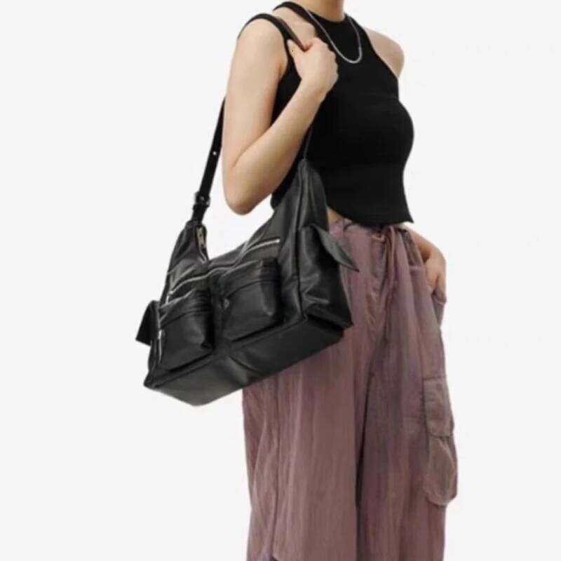 Japanese Punk Y2k Aesthetic Crossbody Bags Vintage Design Simple Shoulder Handbags Casual Trendy All Match Tote Bag Women