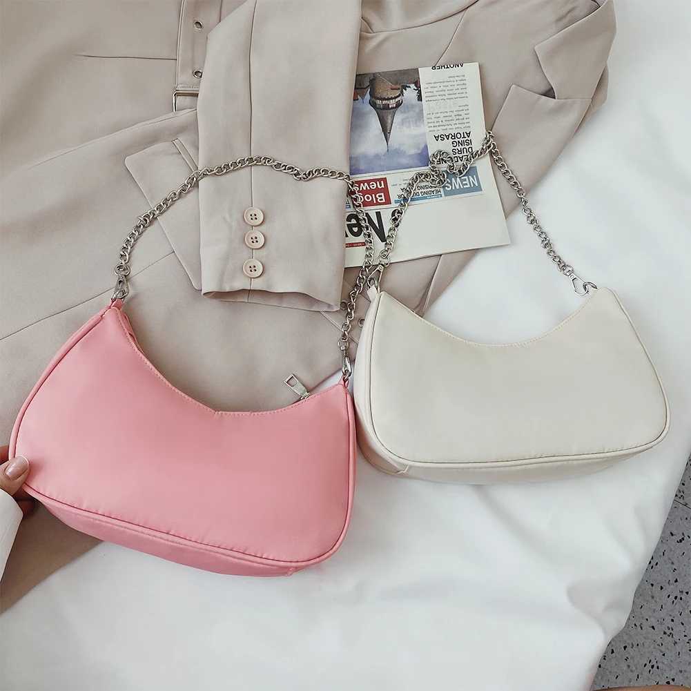 Solid Color Shoulder Purse Women Underarm Bag Ladies Fashion Tophandle Clutches Black Beige White Pink Handbag Pouch W250911