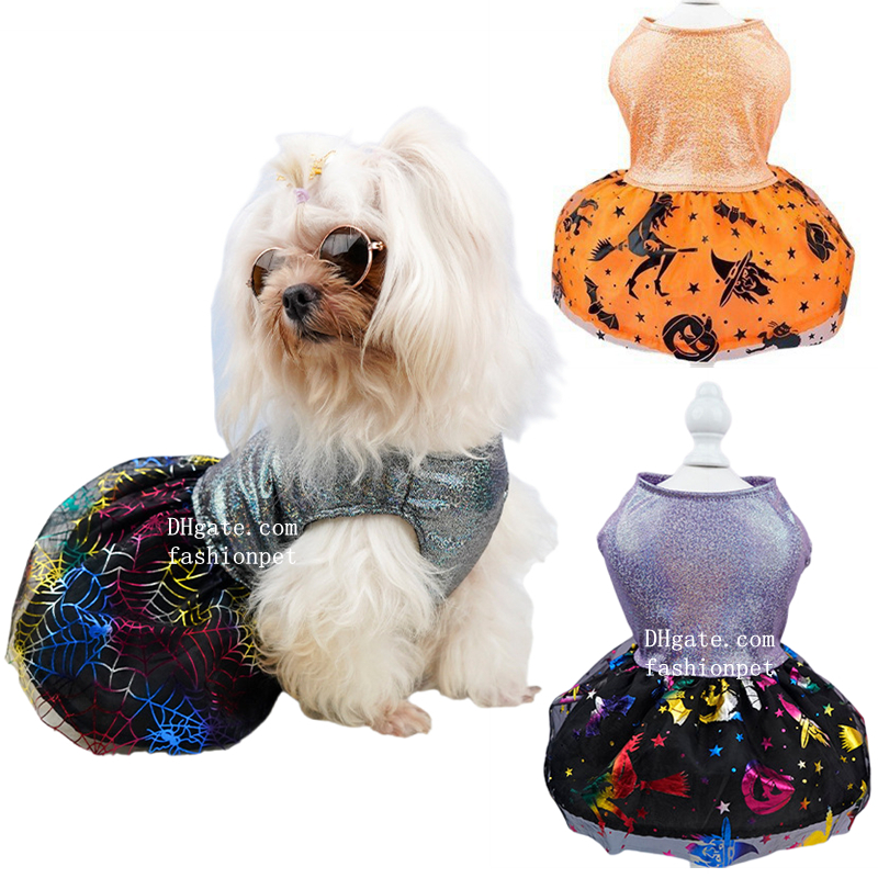Halloween Shiny Series Dog Dress, Laser Craft Party Costume with Double-Layer Mesh Skirt, 4 Sizes for Dogs 2-14kg, Perfect for Halloween Parties, Fest