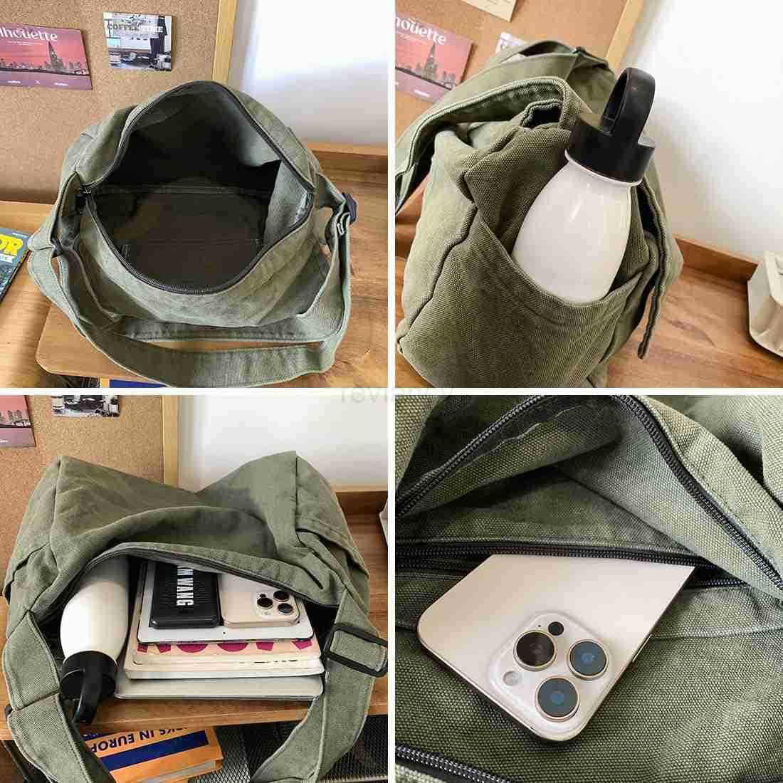 Messenger Bag for Women Men Satchel Bag Canvas Crossbody Shoulder Bag Casual Sling BagW250911