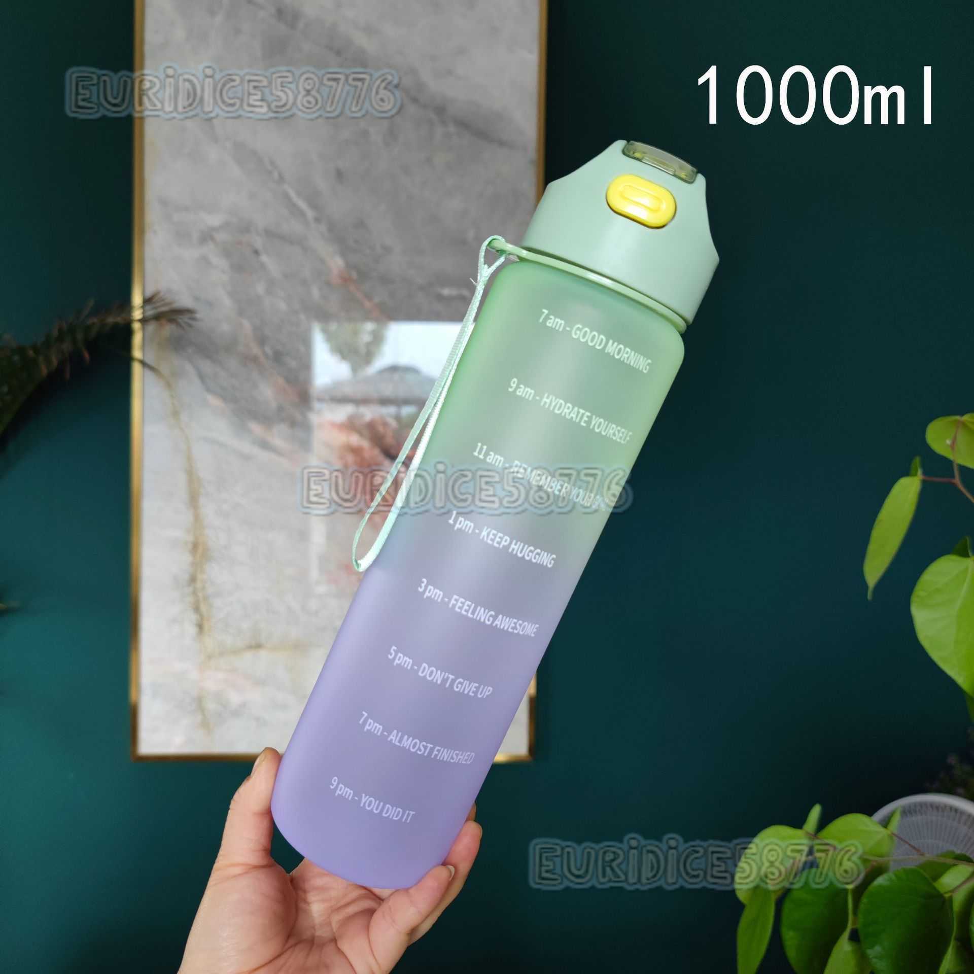 New Simple Gradient Matte Spout Plastic Water Cup with Portable Strap for Adults Outdoor Sports Water Bottle H250911