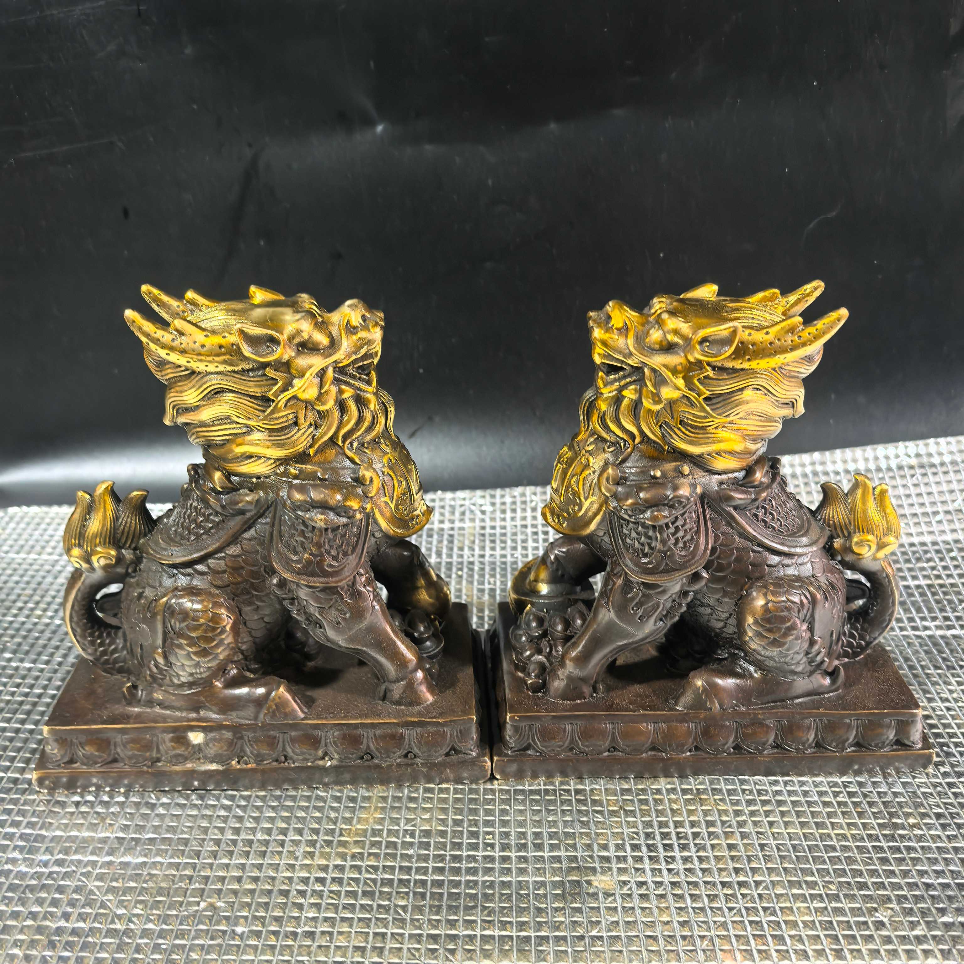 General Qilin Fucai Qilin ornaments a pair of copper Qilin home shop office desktop crafts